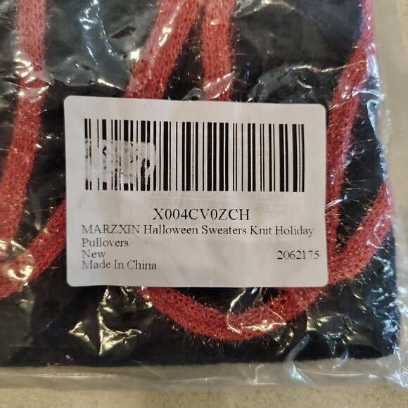 Halloween Sweater Knit Pullover Boo Glitter Design Black Medium 100% Polyester - Picture 4 of 7